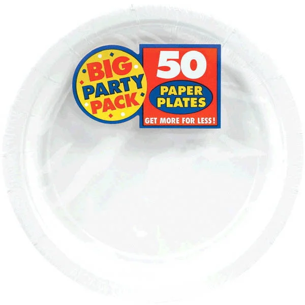 disposable plates for parties and picnics-PAPER PLATE WHITE 8.5" 50CT