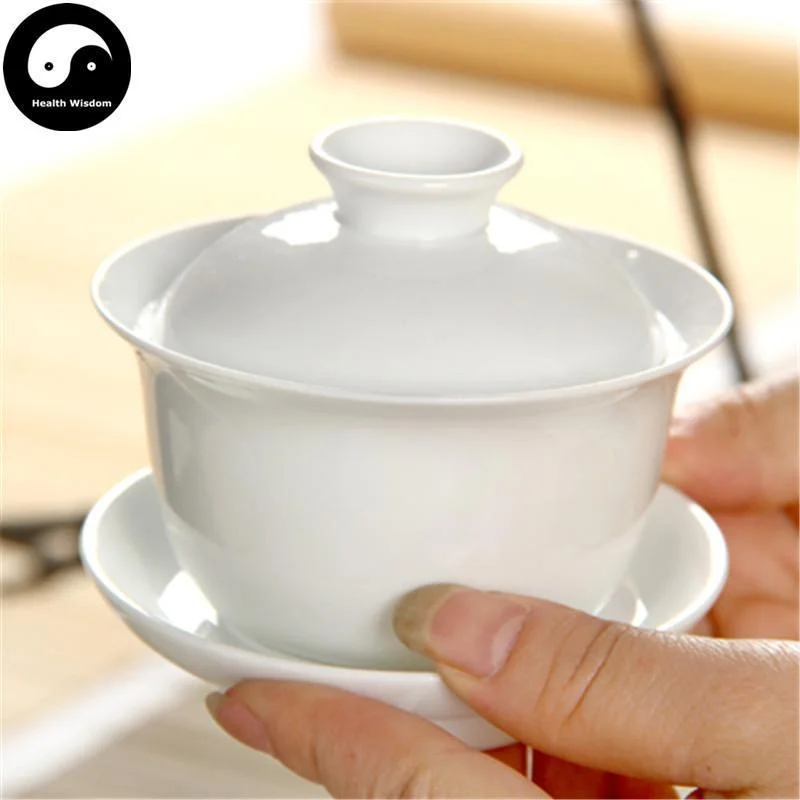 reusable coffee mugs for commuting-Ceramic Gaiwan Tea Cup 180ml 盖碗 Pure White