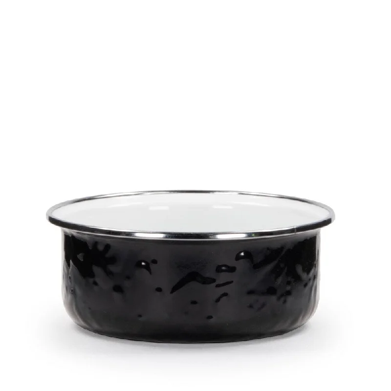 dinnerware set for special occasions-Golden Rabbit Solid Black Enamelware Soup Bowls (Pack of 4)