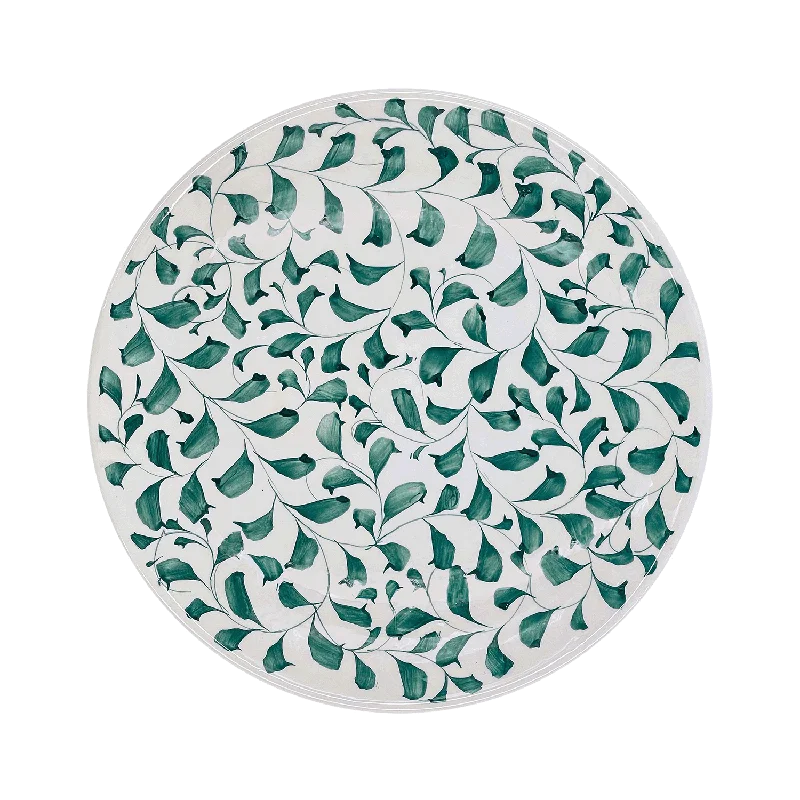 casual outdoor dinner plates set-Green Scroll Dinner Plate