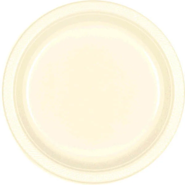 elegant dinner plates with gold details-PLATE - VANILLA CREME 10 1/4" PLASTIC 20 CT/PKG