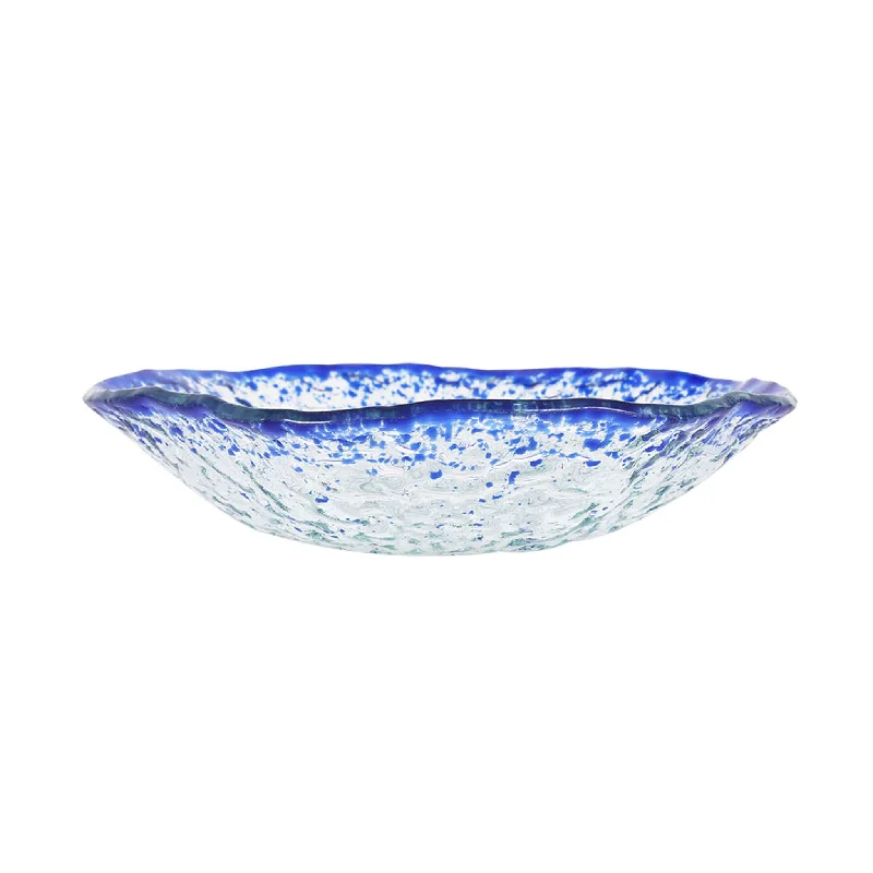 high-quality dinner plates for dinner parties-Cobalt Blue Rim Glass Bowl, 17.5cm