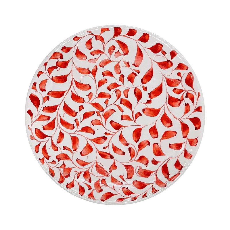 set of elegant dinner plates for celebrations-Red Scroll Dinner Plate