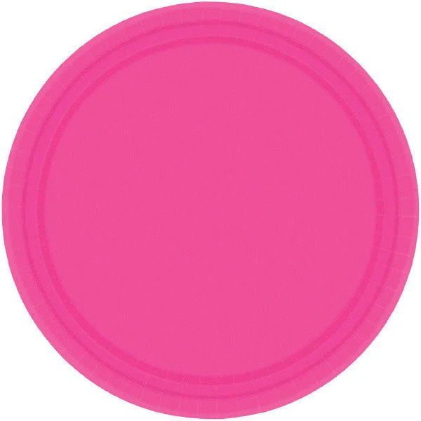 casual dinner plates with bold patterns-PAPER PLATE - HOT PINK  10.5"  20CNT