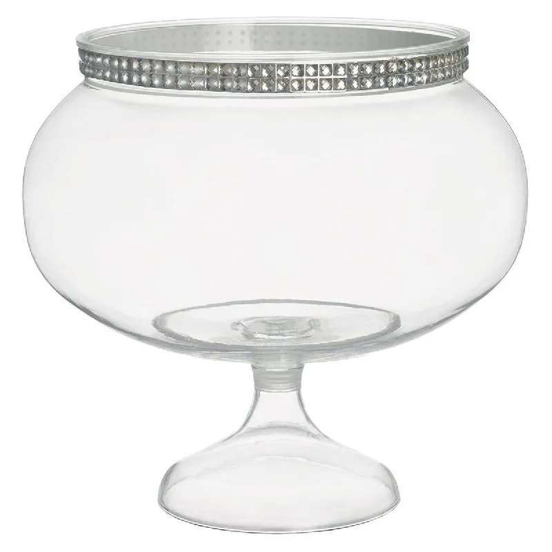 set of eco-friendly dinner plates-Short Pedestal Jar with Silver Gems