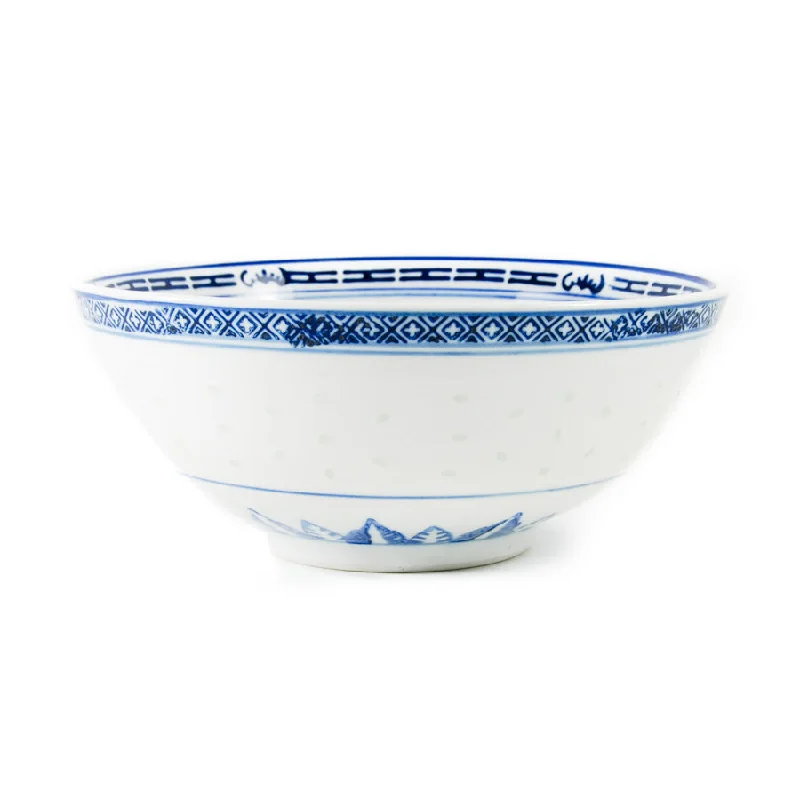 fancy dinner plates for special dinners-Blue Rice Pattern Serving Bowl, 20.3cm