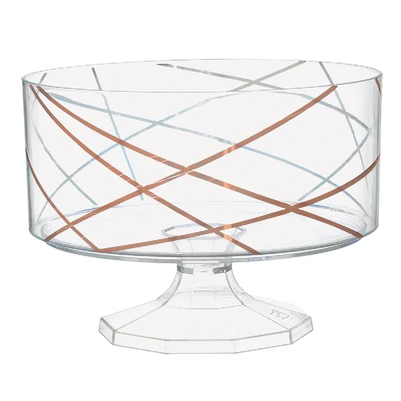 chic and modern dinnerware set-Small Trifle Container with Rose Gold Lines