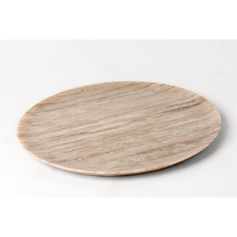 eco-friendly dinner plates for hosting-Lg. Beige Marble Stone Plate Dia 9.9"- A - Beige