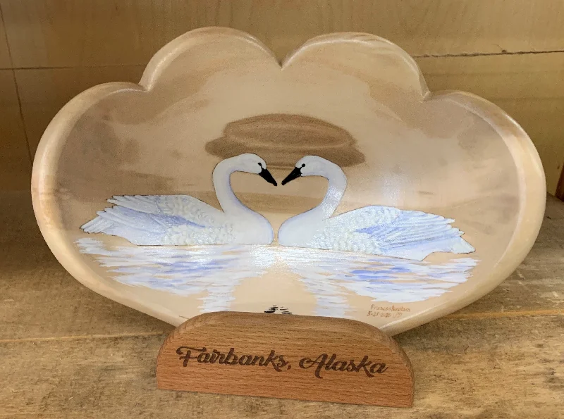 dinnerware for formal events-Swan Love Art Bowl (9" Double-Heart)