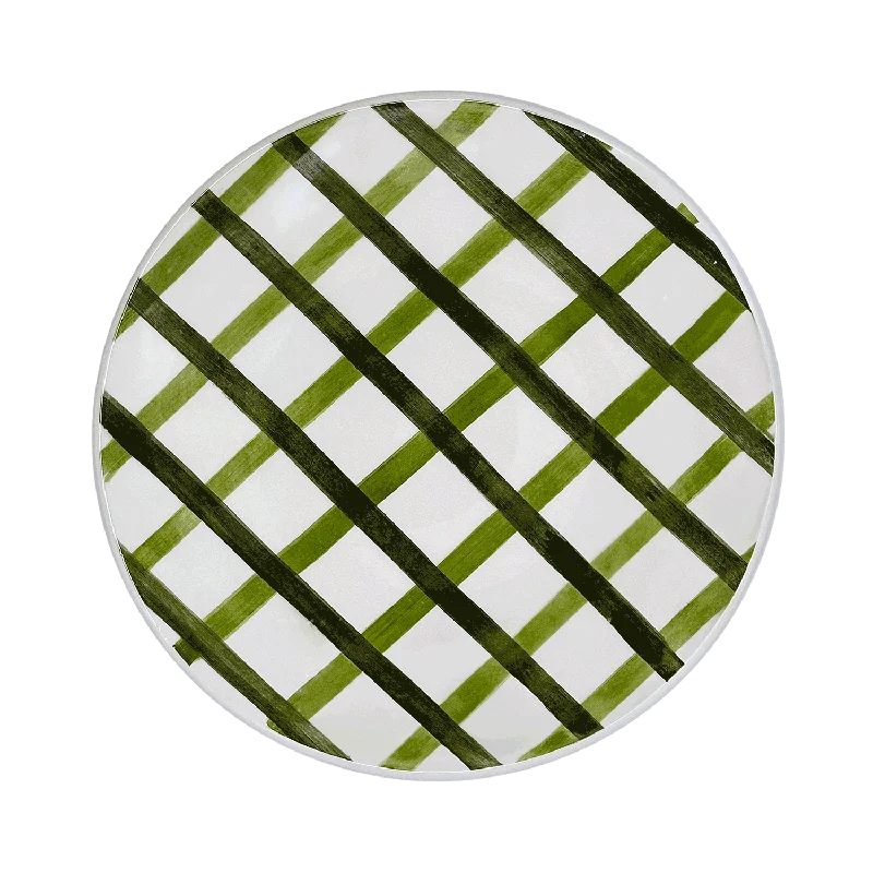 bamboo dinnerware for outdoor dining-Green Trellis Dinner Plate