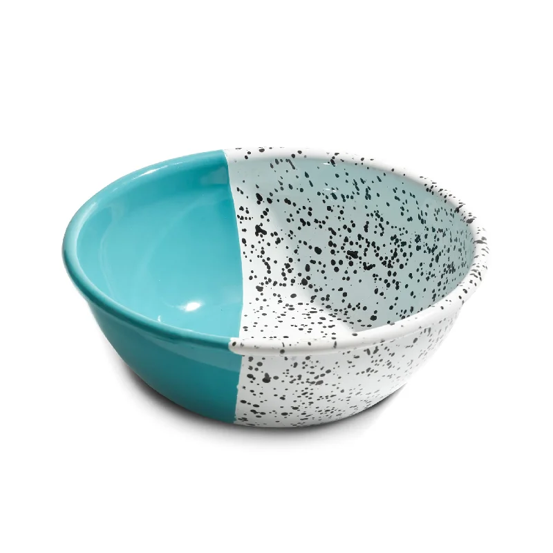 vintage-style dinnerware set-Colour Pop Enamel Salad Bowl, Turquoise