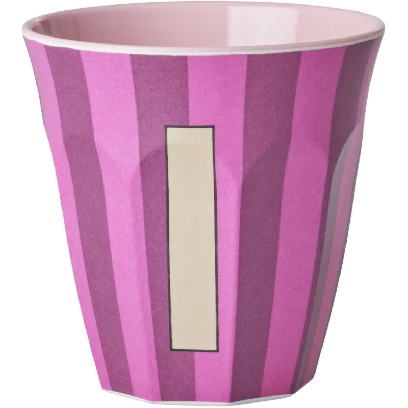 insulated coffee mugs for outdoor use-Rice DK Melamine Cup with The Letter I - Stripes Pinkish - Medium - 250 ml