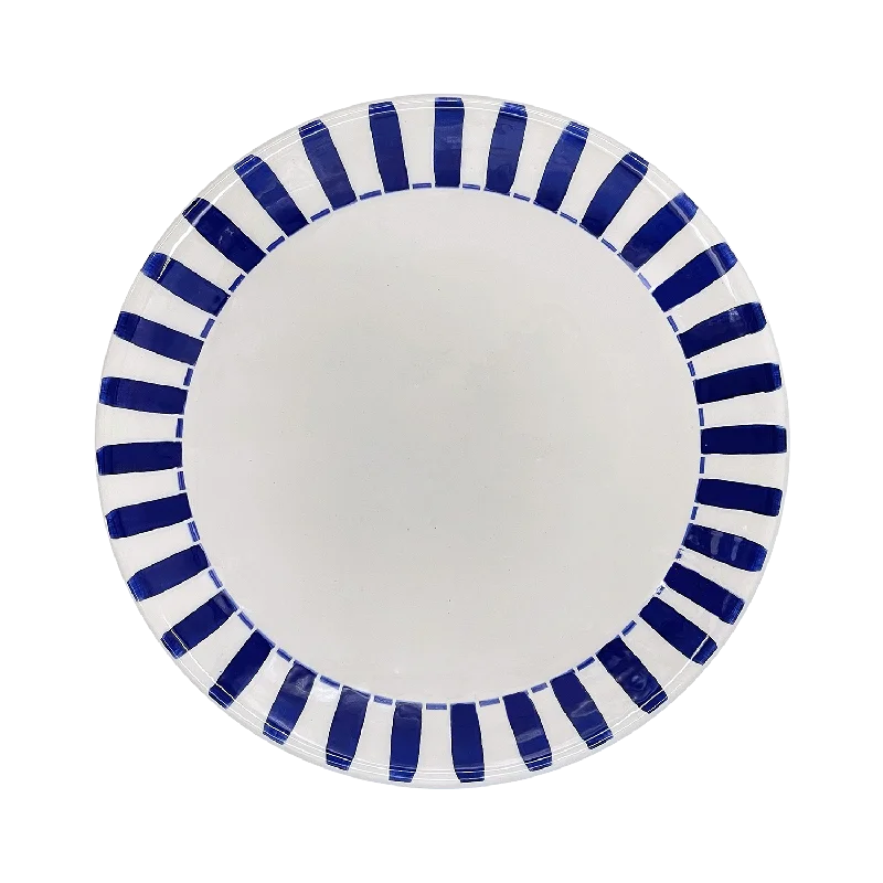 modern dinnerware for everyday use-Navy Blue Stripes Dinner Plate