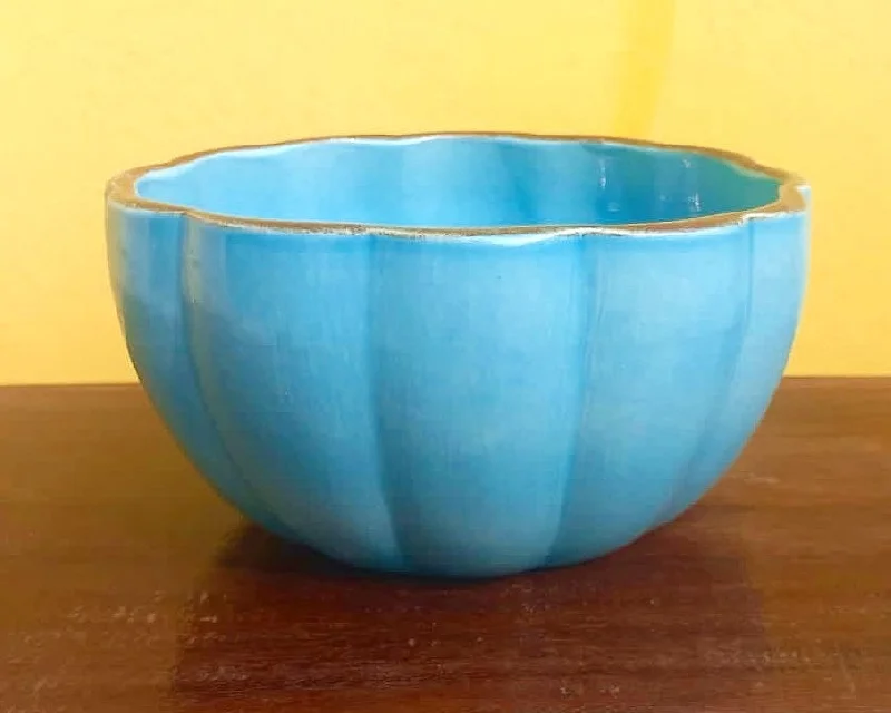 disposable dinnerware for large events-Pumpkin bowl in low height. Colour aqua