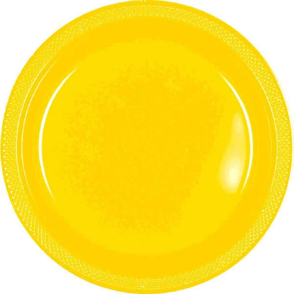 durable and stylish dinner plates set-PLASTIC PLATES - YELLOW SUNSHINE   7"   20 COUNT