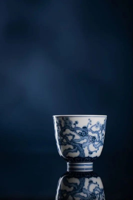 custom photo coffee mugs for events-[清本源 x Gohobi Gallery] Gohobi Serenity Cup: Blue Flower Pine, Bamboo, and Plum Design