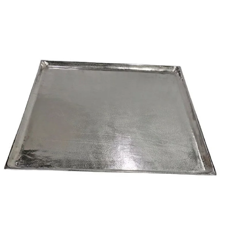 chic dinner plates with silver accents-Plate Square Raw Nickel Dia 27.50" ALUMINUM - Raw Nickel