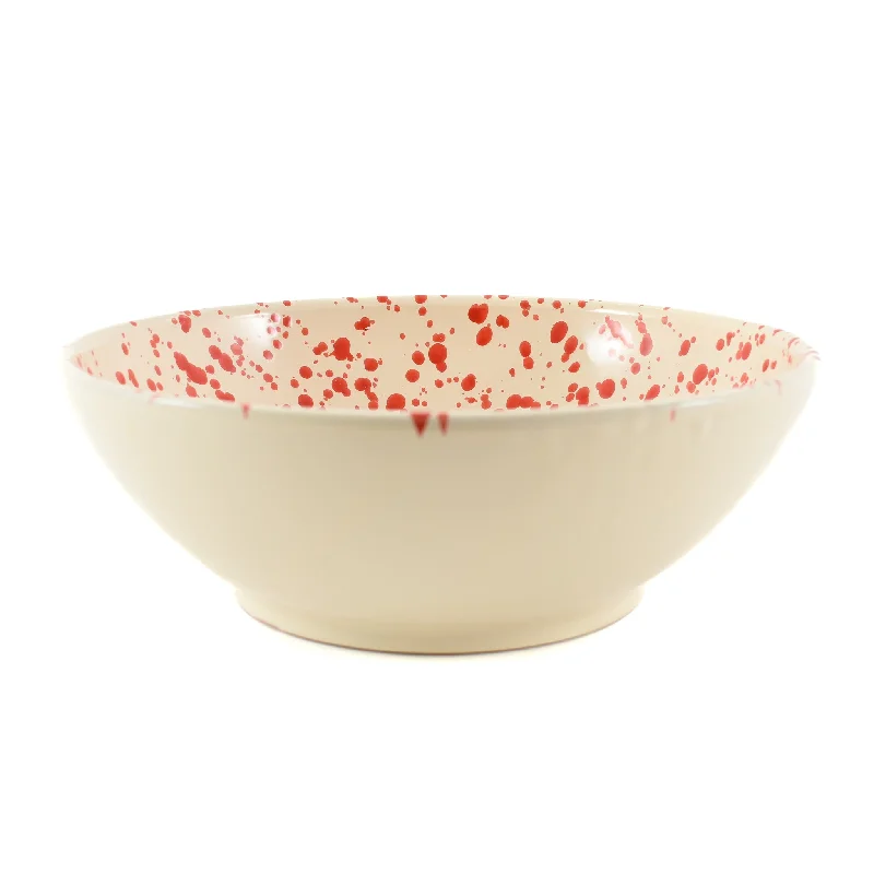 casual outdoor dinner plates set-Puglia Red Splatter Large Salad Bowl, 28cm