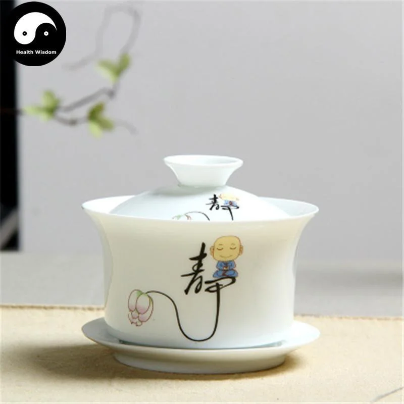 high-quality mugs for tea lovers-Ceramic Gaiwan Tea Cup 170ml 盖碗 白瓷 静