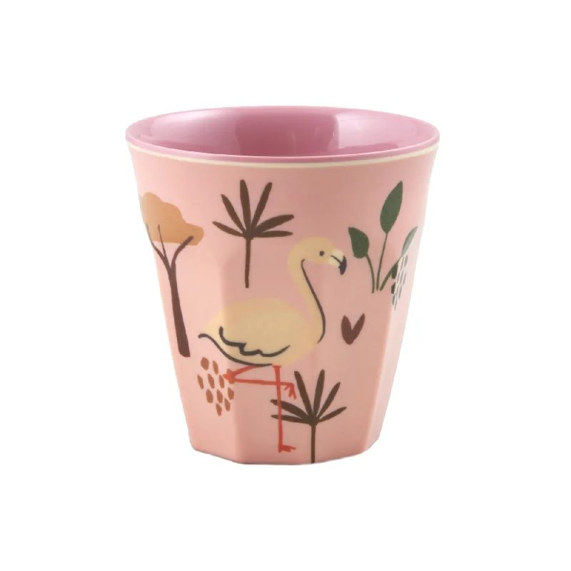 personalized mugs for tea lovers-Rice DK Melamine Kids Cup with Pink Jungle Animal Print - Small - 160 ml