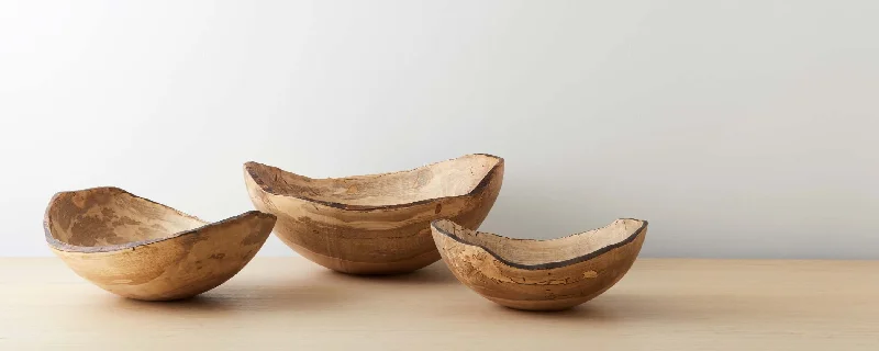 eco-conscious plates for sustainable living-spalted wood oval bowls