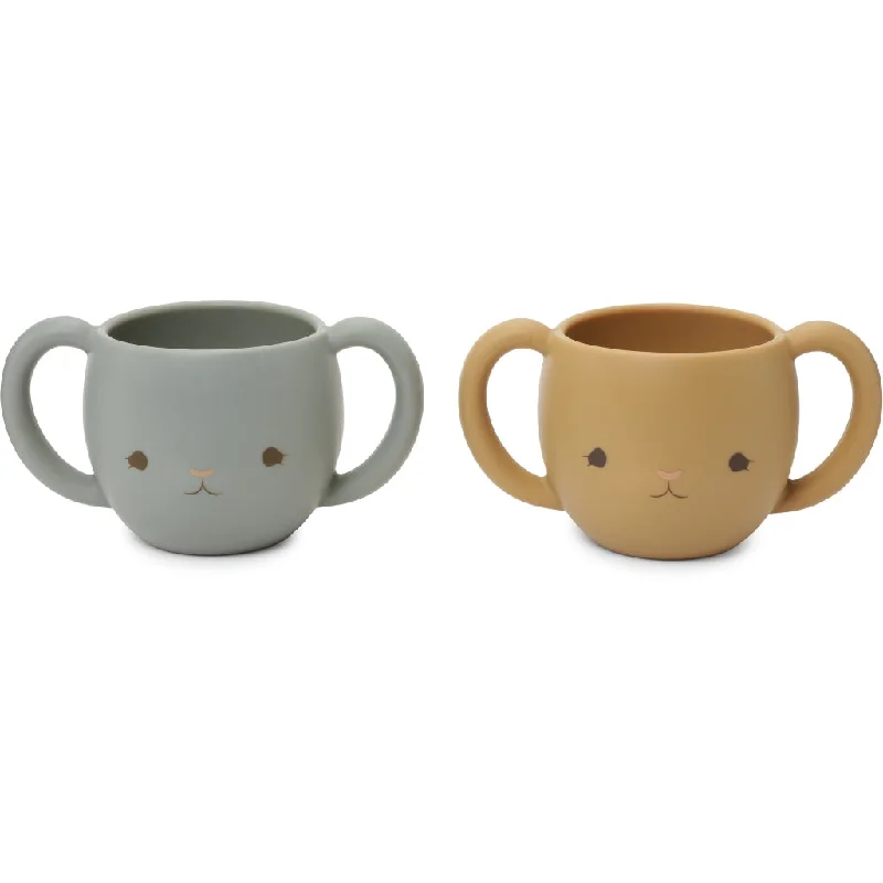 ceramic coffee mugs with custom logos-Konges Sløjd 2 Pack Cutie Cups - Quarry Blue / Almond