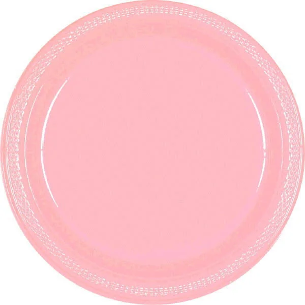 dinnerware for family reunions and holidays-PLASTIC PLATES - NEW PINK    7"    20 COUNT