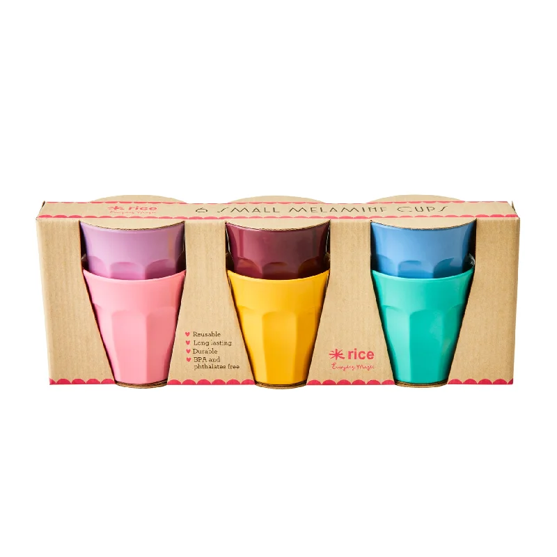 large coffee mugs for late-night coffee-Rice DK Melamine Cup in Assorted Dance Out Colors - Small - 6 pcs - Giftbox