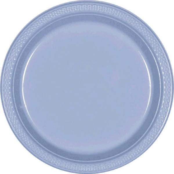 eco-conscious dinnerware for home use-PLASTIC PLATES - PASTEL BLUE   7"   20 COUNT