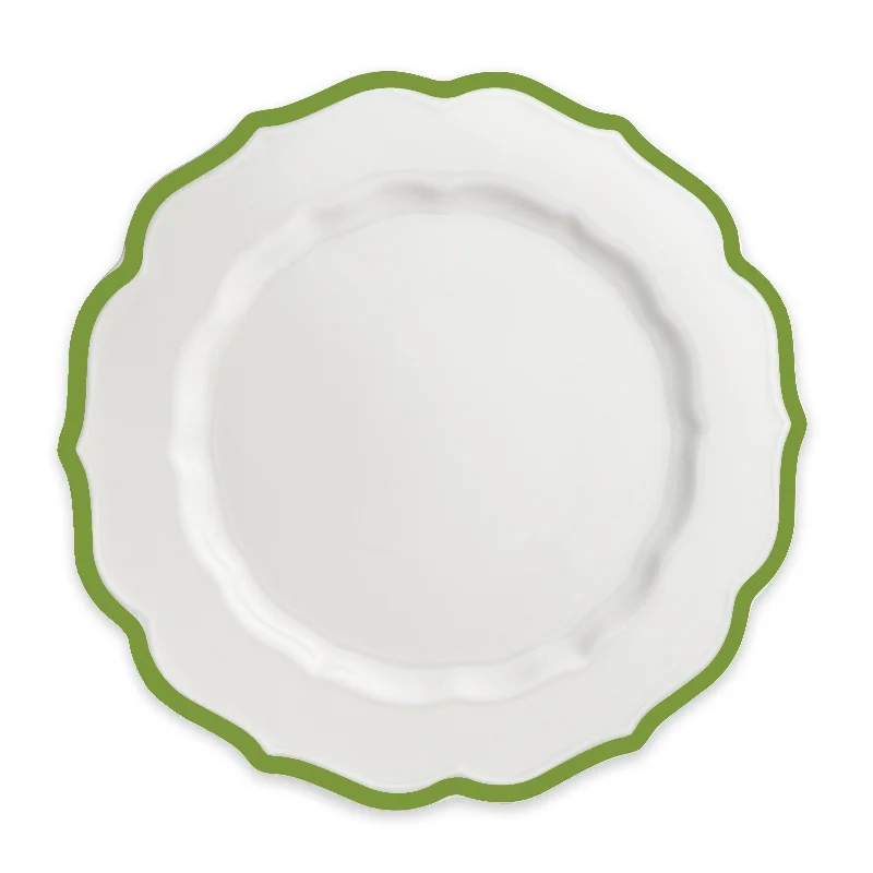 dinnerware set for outdoor events-Stella Scalloped Verde Dinner Plate