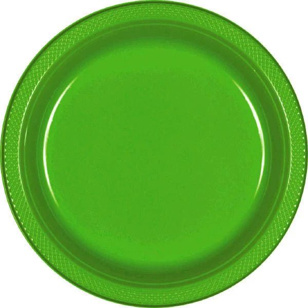 dinnerware set with matching glasses-PLASTIC PLATES - KIWI GREEN    7"   20 COUNT