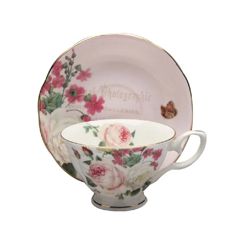 funny coffee mugs for office gatherings-Liz's Garden Bone China Tea Cup and Saucer