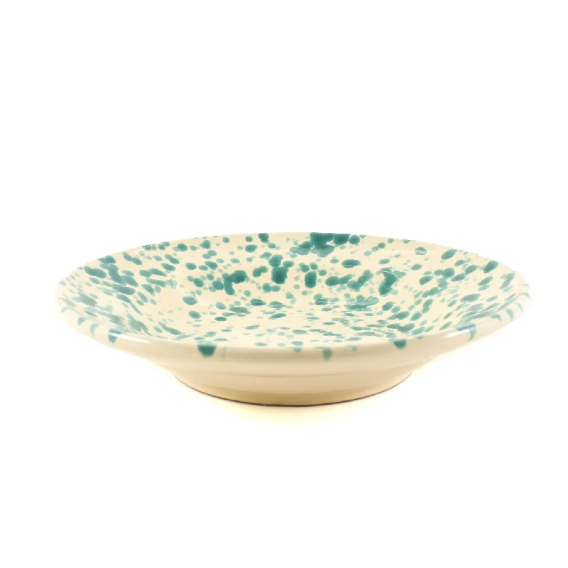 sustainable dinnerware for everyday use-Puglia Aquamarine Splatter Pasta Bowl, 29cm