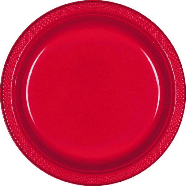 dinnerware for large parties and gatherings-PLASTIC PLATES - APPLE RED   7"   20 COUNT