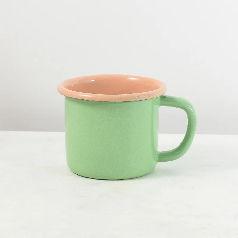 outdoor dinnerware for camping trips-Kapka x Sous Chef Colourblock Enamel Mug, Green & Pink, 350ml