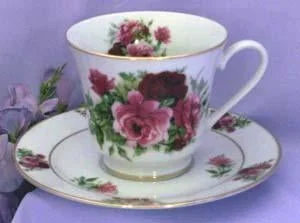 large custom coffee mugs for events-Catherine Porcelain Tea Cup and Saucer Set of 2 - Summer Rose