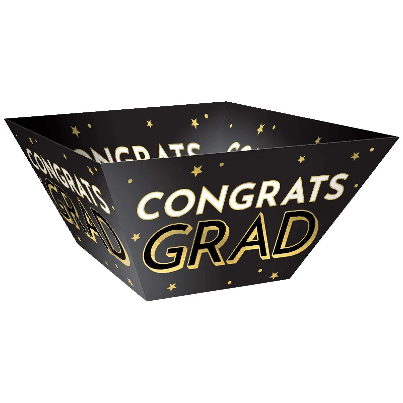 dinnerware with simple and clean designs-Congrats Grad Paper Bowls, 12 x 12 Inches, 3 Count