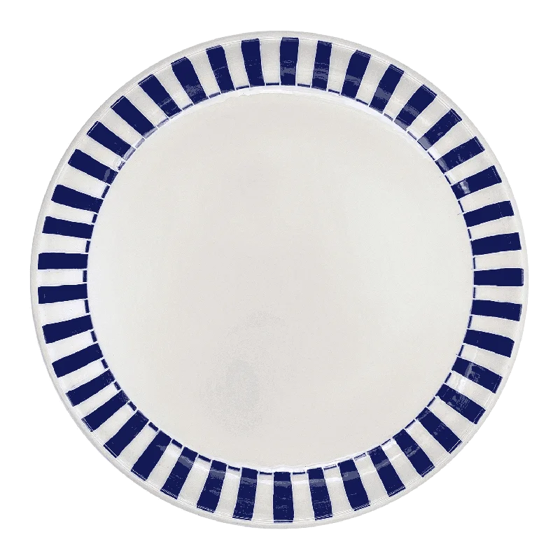 high-end dinnerware for holiday meals-Navy Blue Stripes Charger Plate