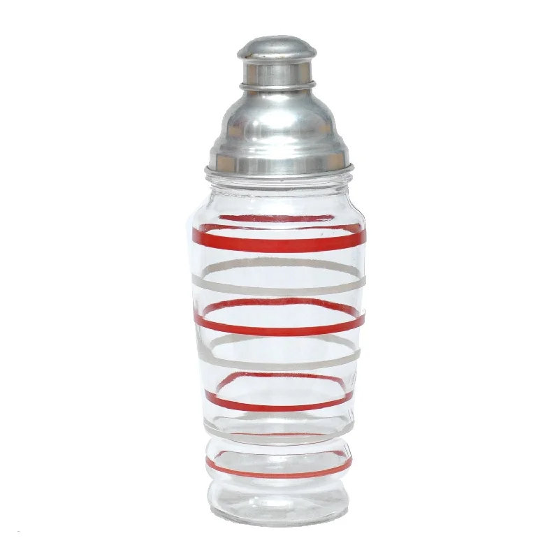 premium quality dinnerware for upscale events-Red & White Striped Cocktail Shaker