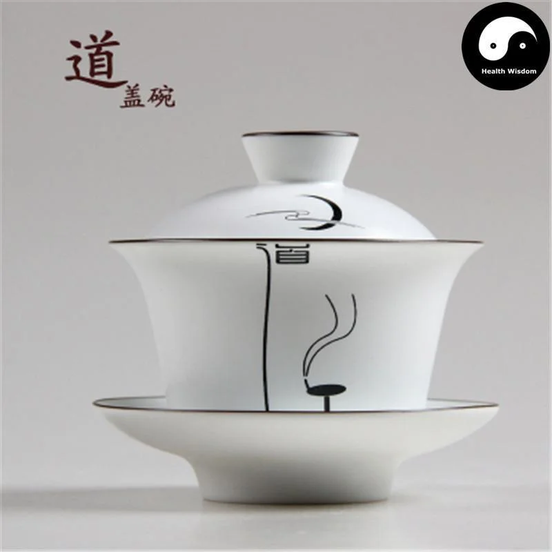 custom ceramic mugs for corporate gifts-Ceramic Gaiwan Tea Cup 150ml 定窑盖碗