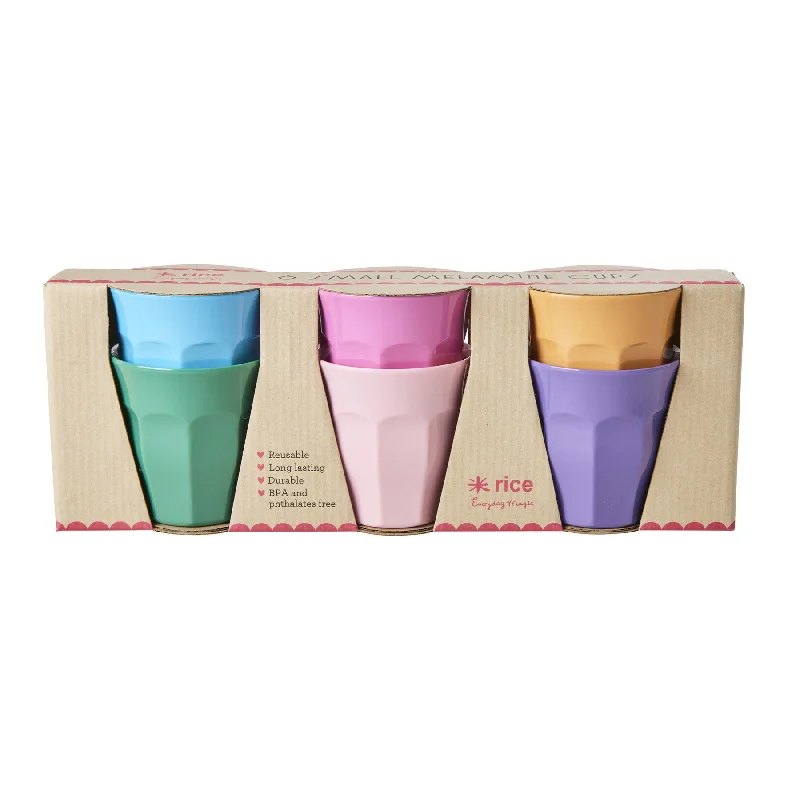 cute coffee cups with motivational phrases-Rice DK Melamine Cup in 6 Asst. Colors - Small - 6 Pack - 160ml