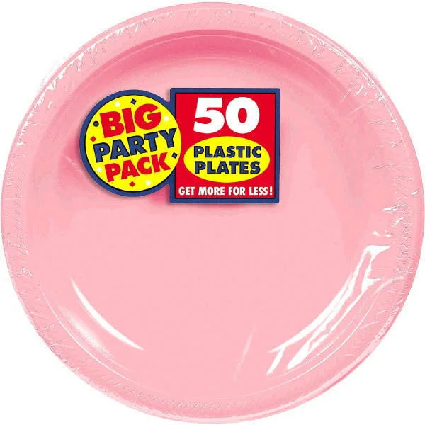 bamboo dinner plates for eco-friendly dining-PLASTIC PLATES NEW PINK 10.5"   50PCS/PKG