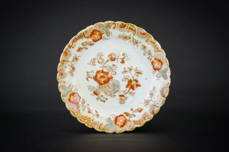 high-quality ceramic plates for events-6 Bone China Floral Plates, 19th Century