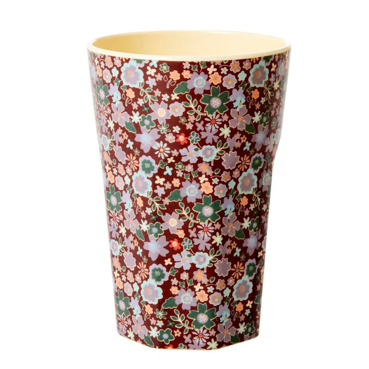 cute coffee cups for home kitchen-Rice DK Melamine Cup with Forest Flower Print - Tall - 400 ml