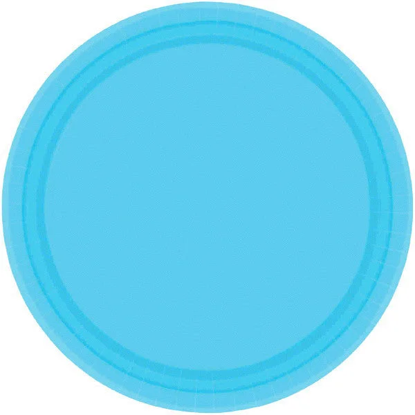 dinner plates with intricate floral designs-PAPER PLATE CARRIBBEAN BLUE  6.75"   20CNT