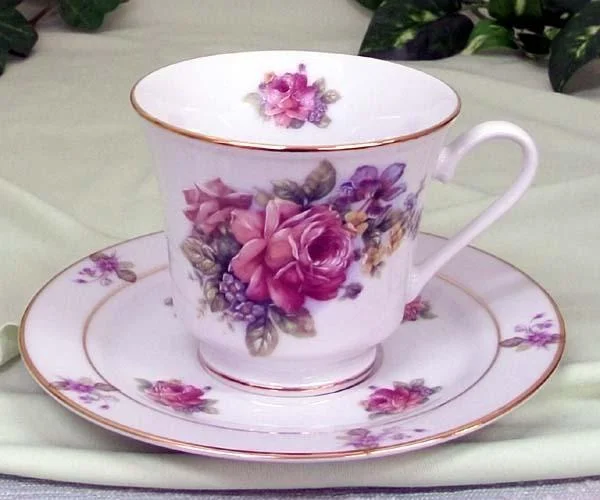 custom coffee mugs for family gifts-Catherine Porcelain Tea Cup and Saucer Set of 2 - Guinevere