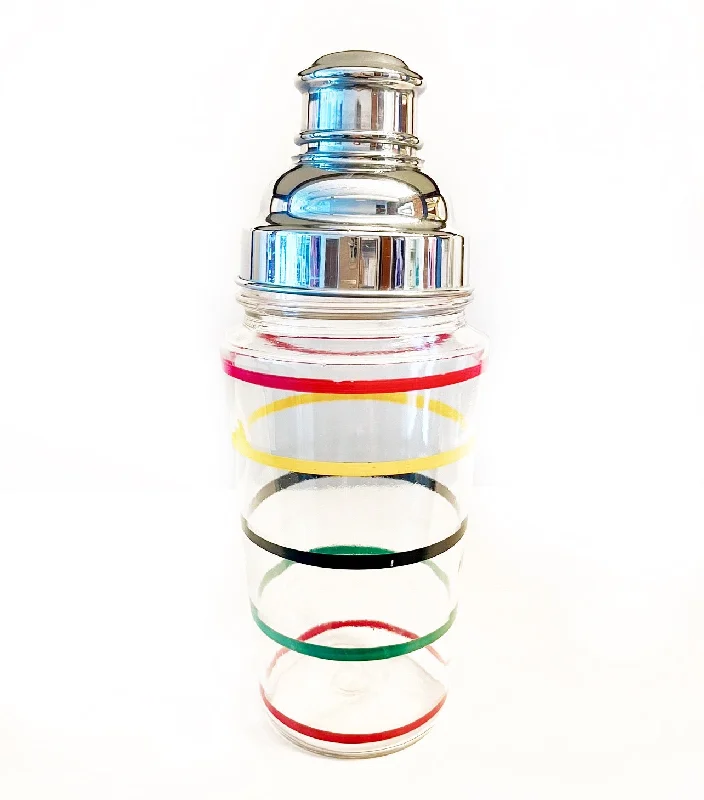 elegant dinner plates with gold details-Multi Color Ringed Cocktail Shaker