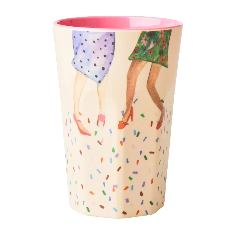 custom photo mugs for wedding gifts-Rice DK Melamine Cup with Dancing Legs Print - Two Tone - Tall