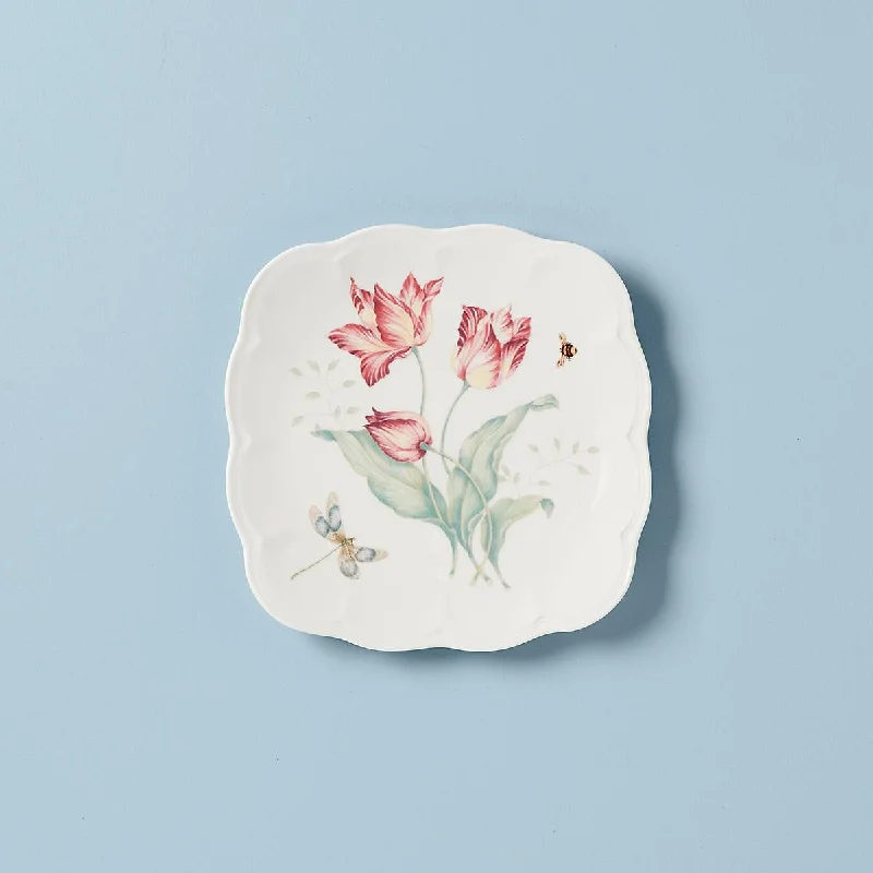 luxury plates with intricate designs-Butterfly Meadow Square Accent Plate