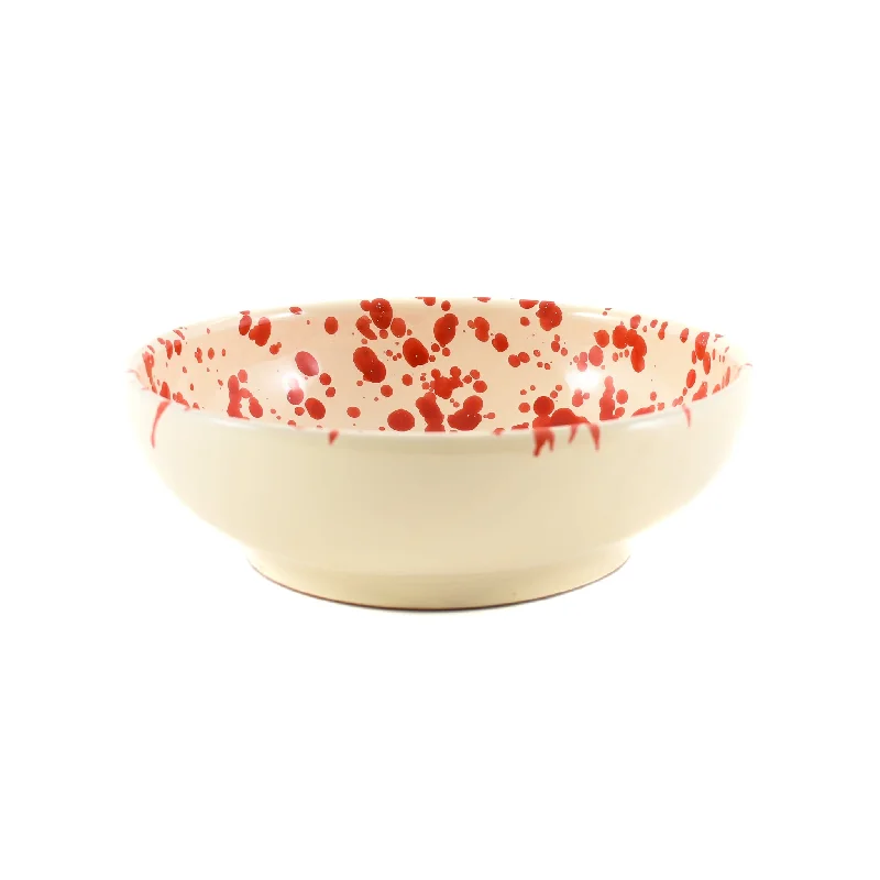 dishwasher-friendly dinner plates set-Puglia Red Splatter Bowl, 19cm